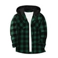thumbnail image 1 of Xuniizn Flannel Hoodies for Men, Plaid Button Down Long Sleeve Shirts Drawstring Hoodies with Pockets, Lightweight Casual Fall Jackets, 1 of 6