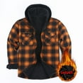 thumbnail image 1 of Xuniizn Flannel Hoodies for Men, Plaid Fleece Lined Button Down Long Sleeve Shirt Jackets, Lightweight Warm Casual Drawstring Hoodies with Pockets, 1 of 3