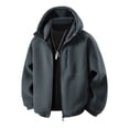 thumbnail image 1 of Xuniizn Fleece Jacket Men, Zipper Pockets Windproof Elastic Drawstring Solid Color Full Zip Up Hiking Skating Climbing Hooded Jackets, Thick Thermal Soft Comfortable Loose Casual Winter Coat, M-4XL, 1 of 6