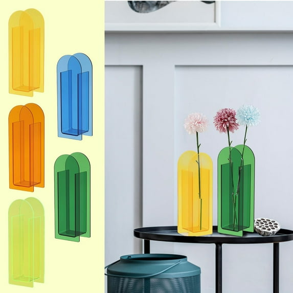Xuniizn Flower Vase Acrylic Vases for Centerpieces, Home & Garden Arrangements, Versatile & Durable Essential for Modern & Classic Styles Available, Small Vases Home Decor, Artificial Flowers