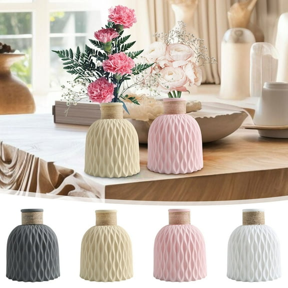 Xuniizn Flower Vase Plastic Vases for Centerpieces, Home & Garden Arrangements, Versatile & Durable Essential for Modern & Classic Styles Available, Small Vases Home Decor, Artificial Flowers, Pink