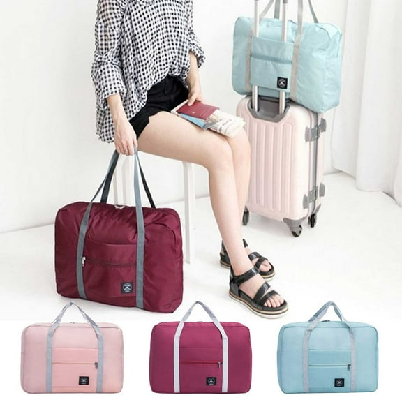 Xuniizn Gym Bag for Men & Women, Duffle Bag with Shoe Compartment, 30-40L Travel Bag & Weekender Overnight Bag, Water-Resistant Duffel Bag & Sports Tote Bag with Laundry Pocket, Oxford Cloth, Pink