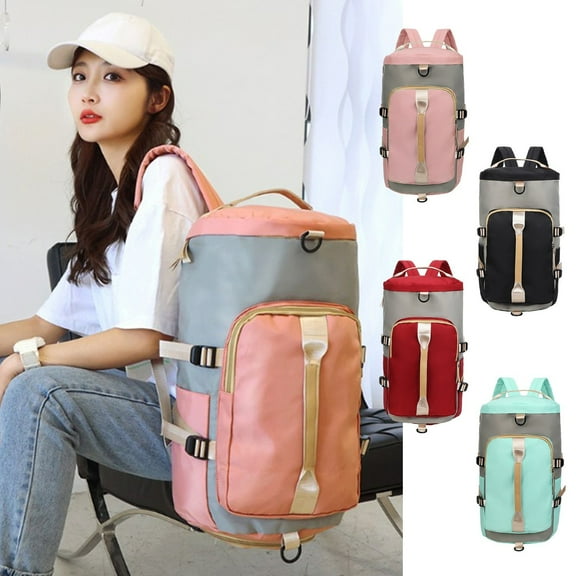 Xuniizn Gym Bag for Men & Women, Duffle Bag with Shoe Compartment, 30-40L Travel Bag & Weekender Overnight Bag, Water-Resistant Duffel Bag & Sports Tote Bag with Laundry Pocket, Nylon, Red