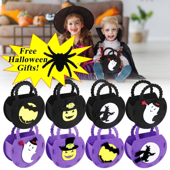 Xuniizn Halloween Bucket Basket Bags, Felts Trick or Treat Bags, Halloween Candy Bags Treat Bags for Kids, Halloween Basket, Halloween Treat Bags, Halloween Bags