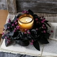 thumbnail image 1 of Xuniizn Halloween Candle Rings, Mini Artificial Black Halloween Decor Candle Rings Halloween Wreath for Candle, Cup, Vase, Tabletop Party Decor, Halloween Decorations, 1 of 6