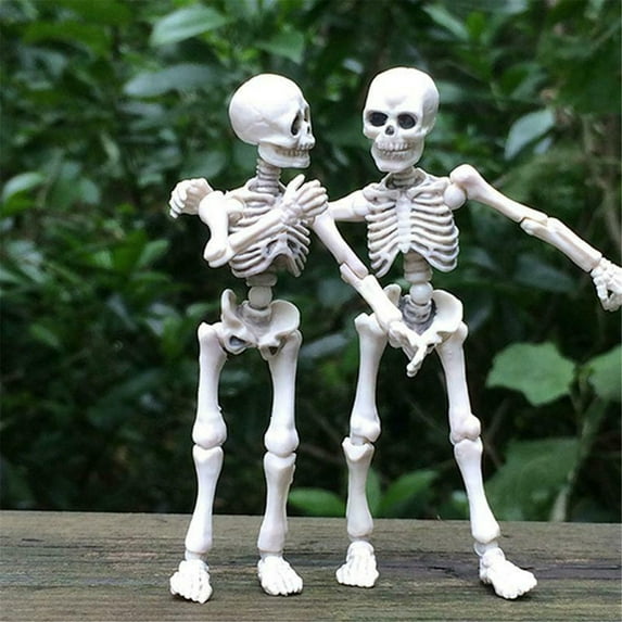 Xuniizn Halloween Skeleton, 2Pcs Mini 3.6" Skeleton with Realistic Posable and Movable Joints for Yard Patio Lawn Garden Party Halloween Decoration Outdoor & Indoor