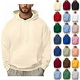 thumbnail image 1 of Xuniizn Hoodies for Men, Plus Size Solid Color Drawstring Front Pocket Long Sleeve Running Hiking Outdoor Hoodies Pullover, Soft Comfortable Breathable Casual Workwear Black Sweatshirts, S-5XL, 1 of 5