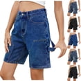thumbnail image 1 of Xuniizn Jean Shorts Womens Summer Casual High Waisted Zipper Button Trendy Vintage Bermuda Denim Shorts Knee Length Cargo Shorts with Pockets, S-2XL, 1 of 9