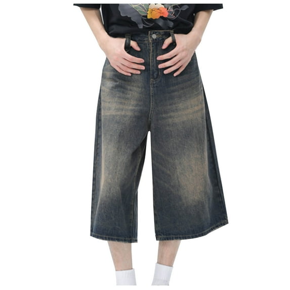 Xuniizn Jeans for Women Plus Size, High Waisted Straight Wide Leg Vintage Cropped Jeans, Soft Cozy Trendy Outdoor Casual Denim Pants, S-4XL