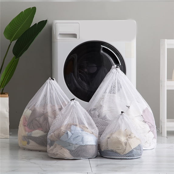 Xuniizn Laundry Bag, Mesh Laundry Bags Large Travel Laundry Bag with Drawstring, Breathable Laundry Backpack & Wash Bags for Delicates, College Dorm & Gym, 100%Polyester, White