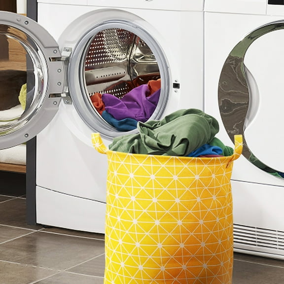 Xuniizn Laundry Basket, Collapsible Laundry Hamper & Large Storage Bin - Foldable Laundry Baskets with Handles, Space-Saving Laundry Hamper for Home, Dorm, Office, Oxford Cloth, Yellow