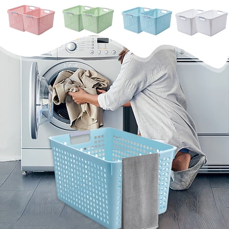 Xuniizn Laundry Basket, Collapsible Laundry Hamper & Large Storage Bin - Foldable Laundry Baskets with Handles, Space-Saving Laundry Hamper for Home, Dorm, Office, Plastic, White