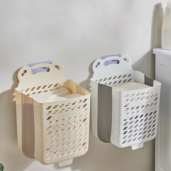 Xuniizn Laundry Basket, Collapsible Laundry Hamper & Large Storage Bin - Foldable Laundry Baskets with Handles, Space-Saving Laundry Hamper for Home, Dorm, Office, Plastic, White