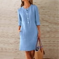 thumbnail image 1 of Xuniizn Long Sleeve Dress for Women, Plus Size Solid Color Knee Length Button Crew Neck Dress with Pockets, Soft Comfortable Casual Dress, 1 of 5