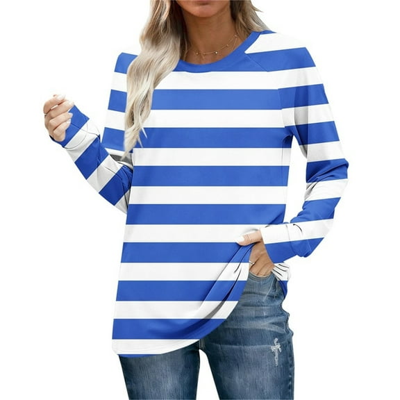 Xuniizn Long Sleeve Shirts for Women, Oversized Casual Plaid Crewneck Color Block Tops, Lightweight Soft Comfortable Versatile Blouses Tops