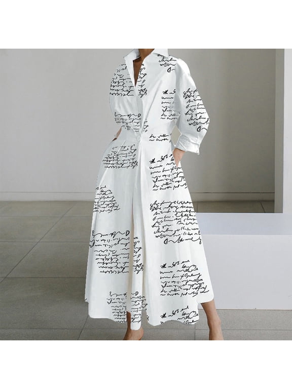 Maxi Dresses for Women 2025, Leopard Print V Neck Long Sleeve High Waist Dress with Pockets, Soft Comfortable Elegant Chiffon Dress, S-16X