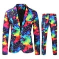 thumbnail image 1 of Xuniizn Men Suits 2 Piece Set, Plus Size Print Shawl Lapel One Button Cocktail Party Prom Festival Outfits, Soft Comfortable Casual Trendy Party Prom Blazer Pants Set, 1 of 9