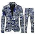 thumbnail image 1 of Xuniizn Men Suits 2 Piece Set, Plus Size Print Shawl Lapel One Button Cocktail Party Prom Festival Outfits, Soft Comfortable Casual Trendy Party Prom Blazer Pants Set, 1 of 9