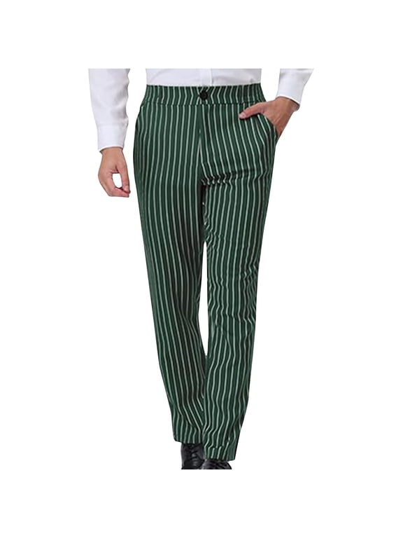 Men's Dress Pants, Khaki Solid Straight Stripe Front Button Golf Business Dinner Party Vintage Casual Pants, Lightweight Soft Relaxed Stretchy Travel Trousers, S-3XL