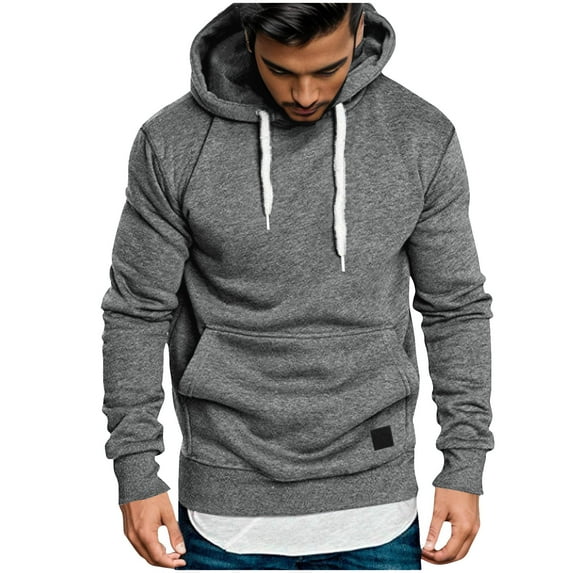 Xuniizn Mens Black Hoodies Pullover, Oversized Solid Color Drawstring Front Pocket Long Sleeve Running Gym Hiking Hoodies, Soft Comfortable Insulated Casual Trendy Streetwear Fall Winter, S-3X