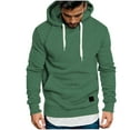 thumbnail image 1 of Xuniizn Mens Black Hoodies Pullover, Oversized Solid Color Drawstring Front Pocket Long Sleeve Running Gym Hiking Hoodies, Soft Comfortable Insulated Casual Trendy Streetwear Fall Winter, S-3X, 1 of 5