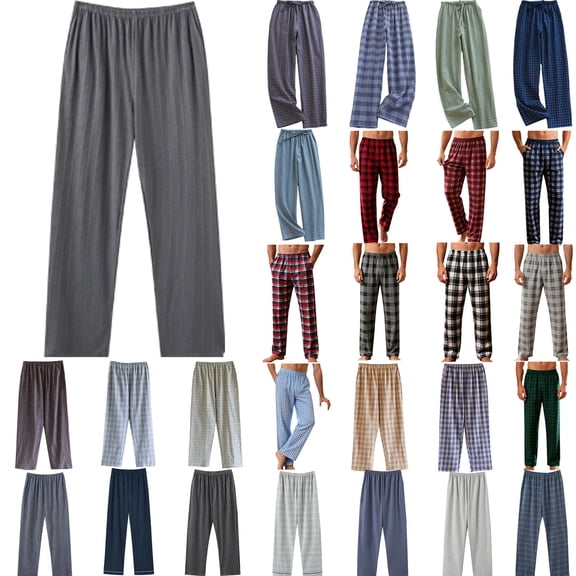 Xuniizn Mens Pajama Pants, Lightweight Plaid Print Elastic Waistband Drawstring Casual Home Pajamas, Breathable Soft Comfy Sleep Pants