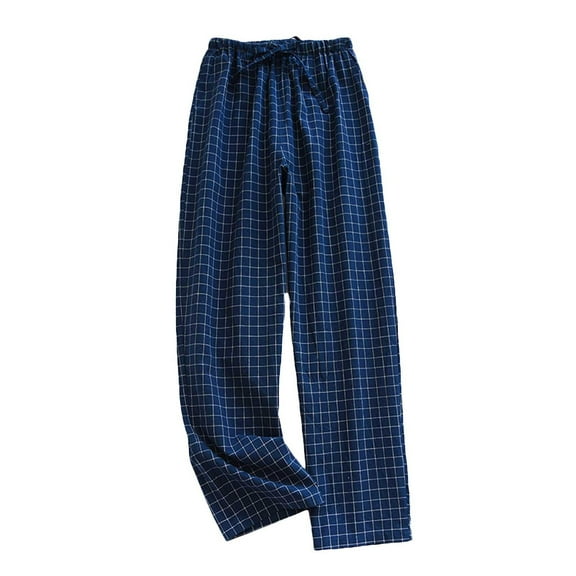 Xuniizn Mens Pajama Pants, Lightweight Plaid Print Elastic Waistband Drawstring Casual Home Pajamas, Breathable Soft Comfy Sleep Pants