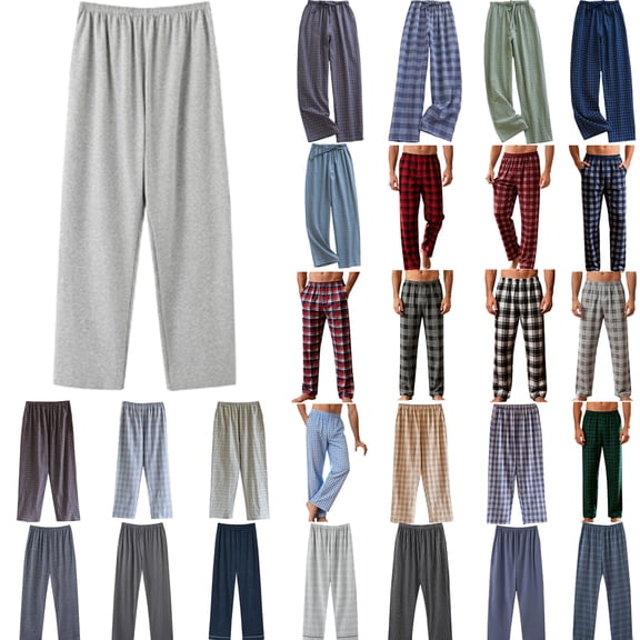 Xuniizn Mens Pajama Pants, Lightweight Plaid Print Elastic Waistband Drawstring Casual Home Pajamas, Breathable Soft Comfy Sleep Pants