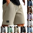 thumbnail image 1 of Xuniizn Mens Shorts Plus Size Drawstring Elastic Waist Summer Casual Beach Shorts with Pockets Soft Loose Waffle Bermuda Basketball Running Shorts, M-4XL, 1 of 5