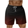 thumbnail image 1 of Xuniizn Mens Swim Trunks Elastic Waist Gradient Print Swimming Shorts with Pockets Plus Size Breathable Quick Dry Beach Board Shorts, S-5XL, 1 of 4