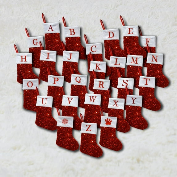 Xuniizn Monogram Christmas Stocking Red Velvet with White Super Soft Plush Cuff Embroidered Xmas Stockings Classic Personalized Stocking Decorations for Family Holiday Season Decor (Letter H)