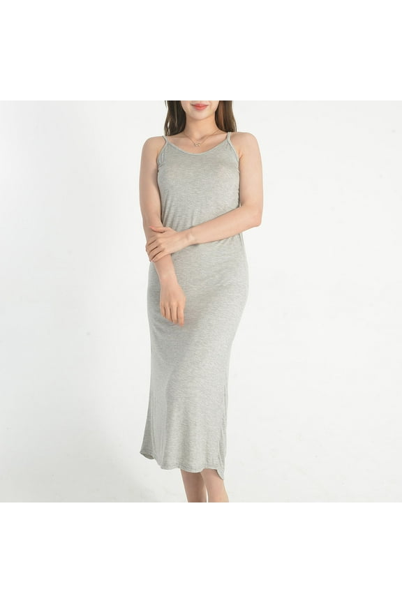 Nightgowns for Women, Sleeveless Solid Color V Neck Long Casual Night Sleepwear, Thin Soft Comfortable Cozy Snug Elegant Stylish Pajamas Dress
