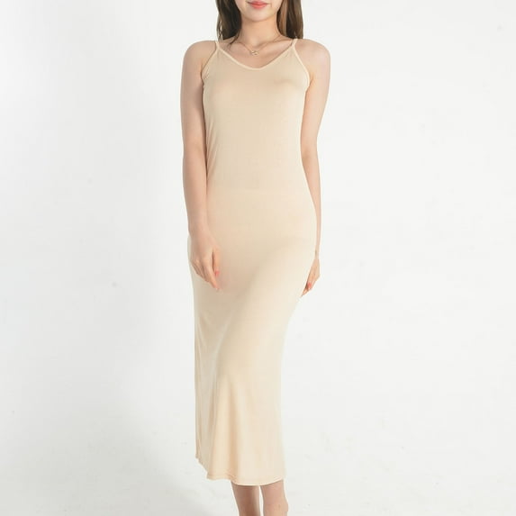 Xuniizn Nightgowns for Women, Sleeveless Solid Color V Neck Long Casual Night Sleepwear, Thin Soft Comfortable Cozy Snug Elegant Stylish Pajamas Dress