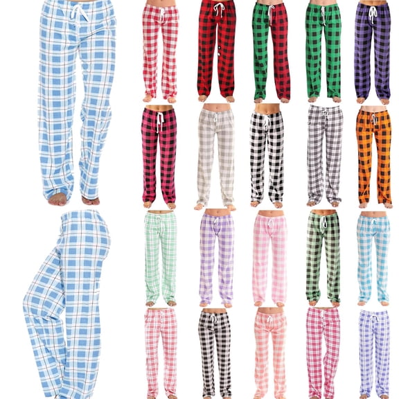 Xuniizn Pajama Pants Women, Plaid Drawstring Elastic Waist Trendy Classic Sleepwear, Plus Size Stretchy Casual Loose Pajama Bottoms, S-5XL