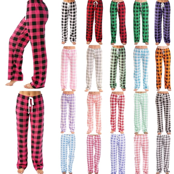 Xuniizn Pajama Pants Women, Plaid Drawstring Elastic Waist Trendy Classic Sleepwear, Plus Size Stretchy Casual Loose Pajama Bottoms, S-5XL