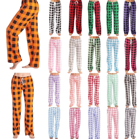 Xuniizn Pajama Pants Women, Plaid Drawstring Elastic Waist Trendy Classic Sleepwear, Plus Size Stretchy Casual Loose Pajama Bottoms, S-5XL