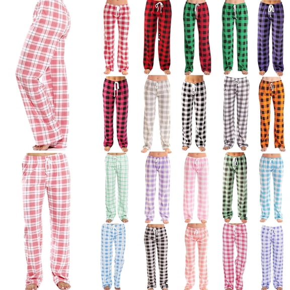 Xuniizn Pajama Pants Women, Plaid Drawstring Elastic Waist Trendy Classic Sleepwear, Plus Size Stretchy Casual Loose Pajama Bottoms, S-5XL
