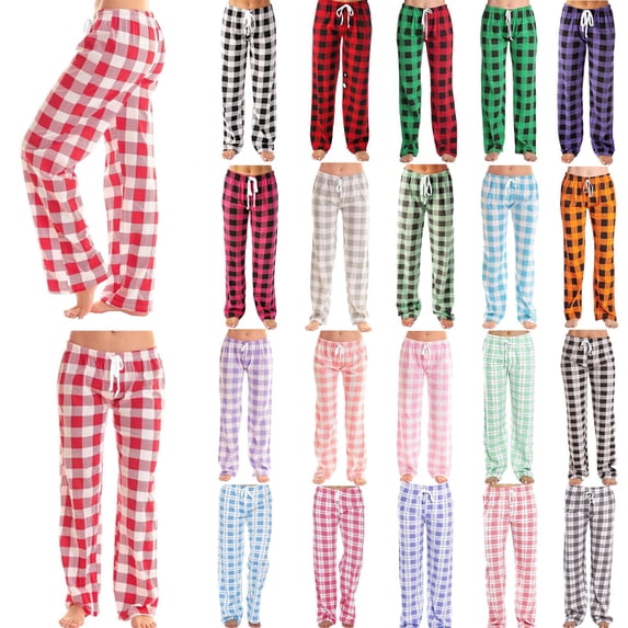Xuniizn Pajama Pants Women, Plaid Drawstring Elastic Waist Trendy Classic Sleepwear, Plus Size Stretchy Casual Loose Pajama Bottoms, S-5XL