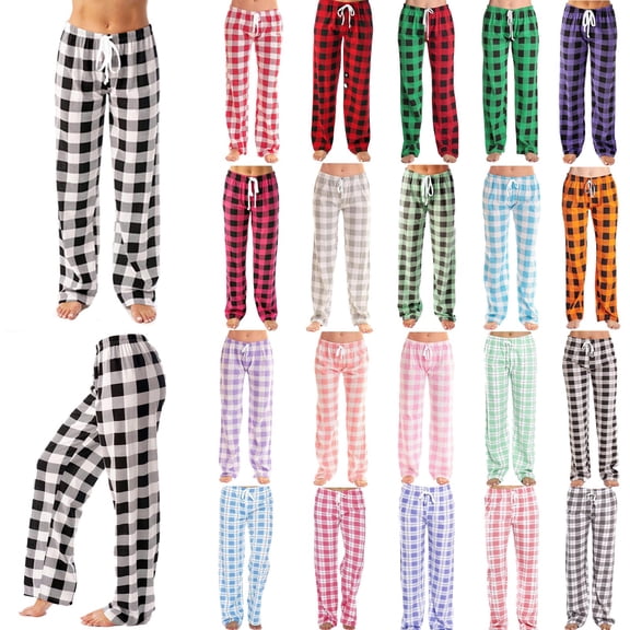 Xuniizn Pajama Pants Women, Plaid Drawstring Elastic Waist Trendy Classic Sleepwear, Plus Size Stretchy Casual Loose Pajama Bottoms, S-5XL