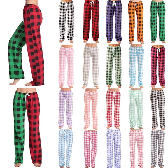 Xuniizn Pajama Pants Women, Plaid Drawstring Elastic Waist Trendy Classic Sleepwear, Plus Size Stretchy Casual Loose Pajama Bottoms, S-5XL