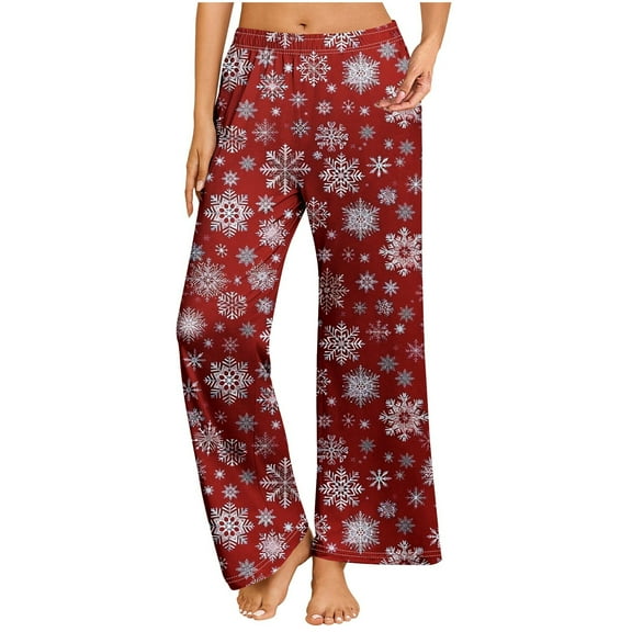 Xuniizn Pajamas Pants for Women, Plus Size Elastic Christmas Plaid Loungewear Pants, Holiday Cozy Casual Pajamas