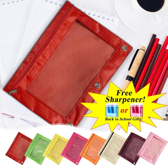 Xuniizn Pencil Pouch, Large Capacity Transparent Binder Pouches, Pencil Bag with Zipper for 3 Ring Binders Home, Office Supplies, Pencil Case