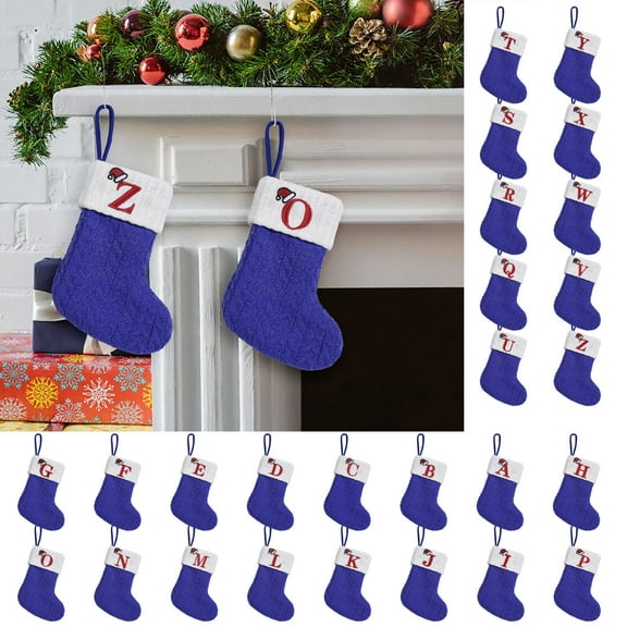 Xuniizn Personalized Christmas Stockings with Initials - Custom Embroidered Stocking Set, Luxury Velvet Xmas Stockings for Family, Holiday Christmas Decorations, Blue, New Model Y