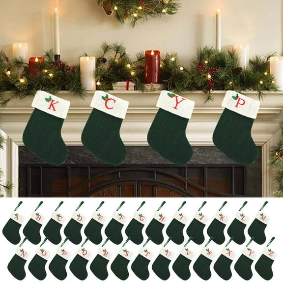 Xuniizn Personalized Christmas Stockings with Initials - Custom Embroidered Stocking Set, Luxury Velvet Xmas Stockings for Family, Holiday Christmas Decorations, Green, New Model B