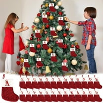 Xuniizn Personalized Christmas Stockings with Initials - Custom Embroidered Stocking Set, Luxury Velvet Xmas Stockings for Family, Holiday Christmas Decorations, Red, New Model X