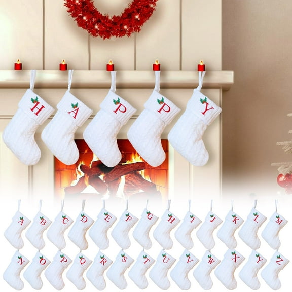 Xuniizn Personalized Christmas Stockings with Initials - Custom Embroidered Stocking Set, Luxury Velvet Xmas Stockings for Family, Holiday Christmas Decorations, White, New Model M