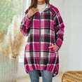 thumbnail image 1 of Xuniizn Plaid Flannel Jacket Women, Oversized Long Sleeve Zip Up Hooded Long Jackets with Pockets, Thick Insulated Soft Trendy Classic Fall Winter Shacket Coats, 1 of 6