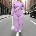 thumbnail image 1 of Xuniizn Plus Size Casual Outfits for Women, Solid Color Long Sleeve Crewneck Fall Pullover Elastic Athletic Joggers Sweatpants, Soft Breathable Comfy Stylish Casual 2PC Sweatsuit Sets, L-5XL, 1 of 6
