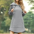 thumbnail image 1 of Xuniizn Plus Size Hoodie Dress for Women, Crew Neck Long Sleeve Knee Length Solid Color Casual Fall Dress, Soft Comfortable Warm Trendy Dress, 1 of 5