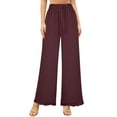 thumbnail image 1 of Xuniizn Plus Size Pants for Women, Drawstring Elastic High Waist Lace Hem Wide Leg Yoga Pants, Lightweight Breathable Soft Cozy Casual Loose Sweatpants, S-5XL, 1 of 6